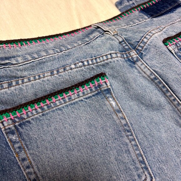 FRAME + Julia Sarr-Jamois crochet-trimmed distressed high-rise boyfriend jeans - Picture 11 of 13